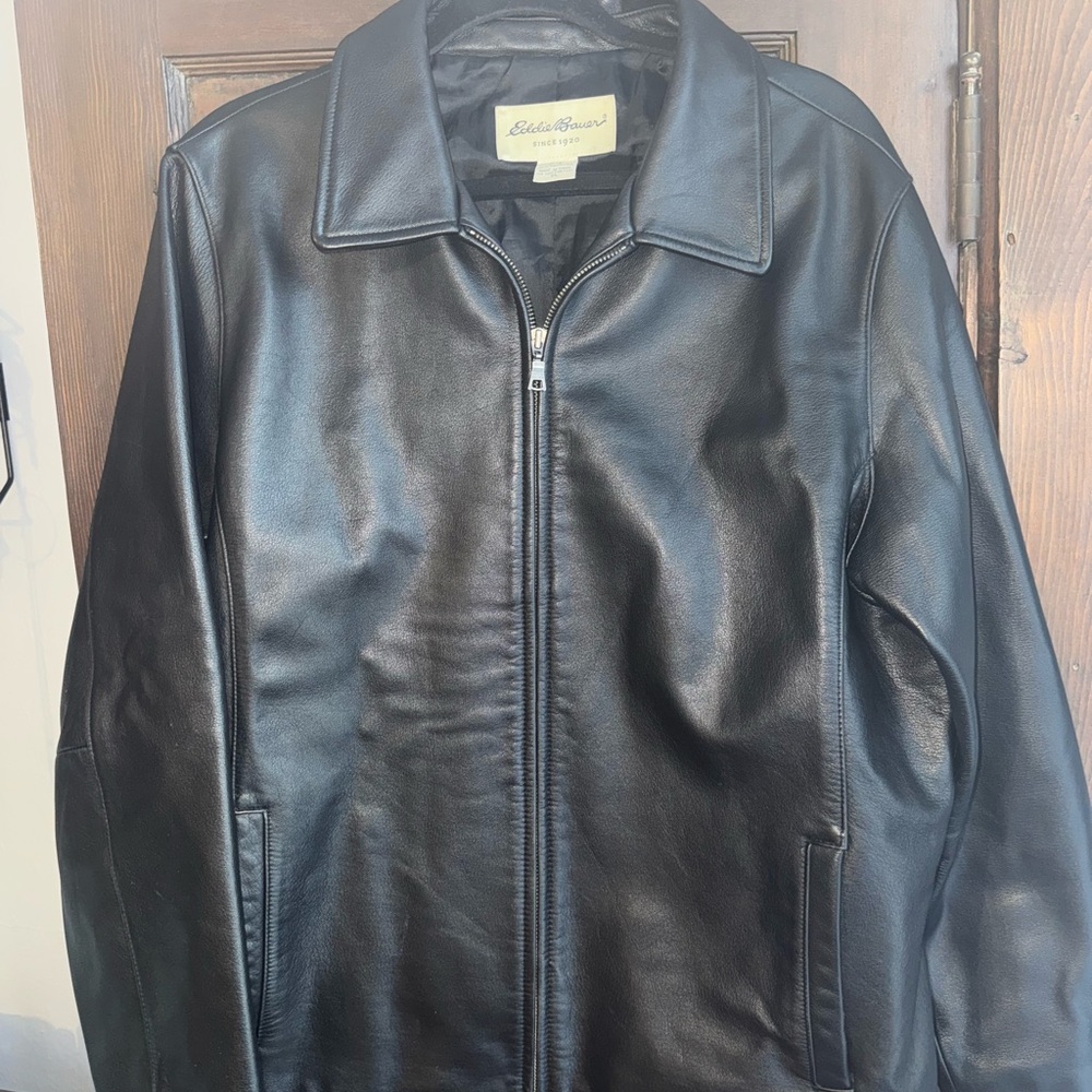 Eddie Bauer Men's Black Leather Coat